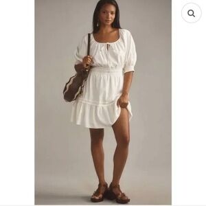 Anthropologie White Sommerset Puff Sleeve Mini Dress
